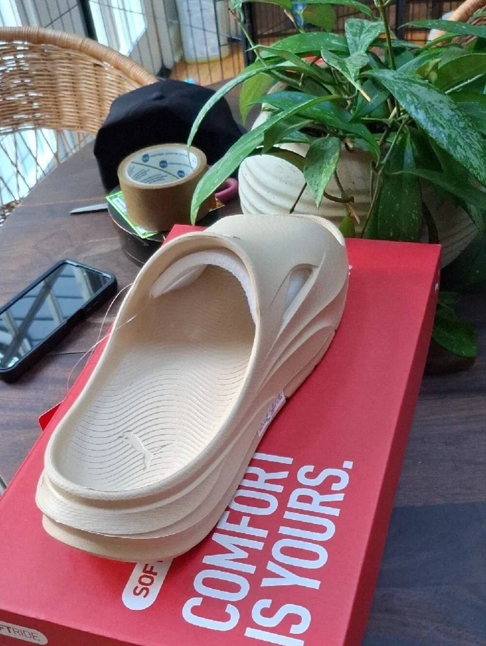 Puma men Cream Platform Slide Sandals